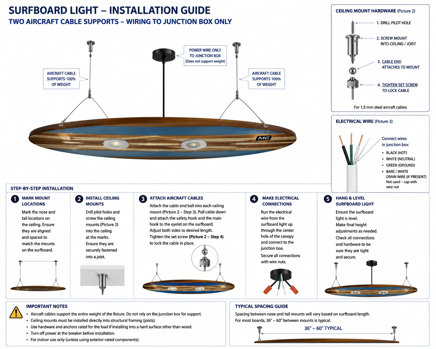 Surfboard Ceiling Light