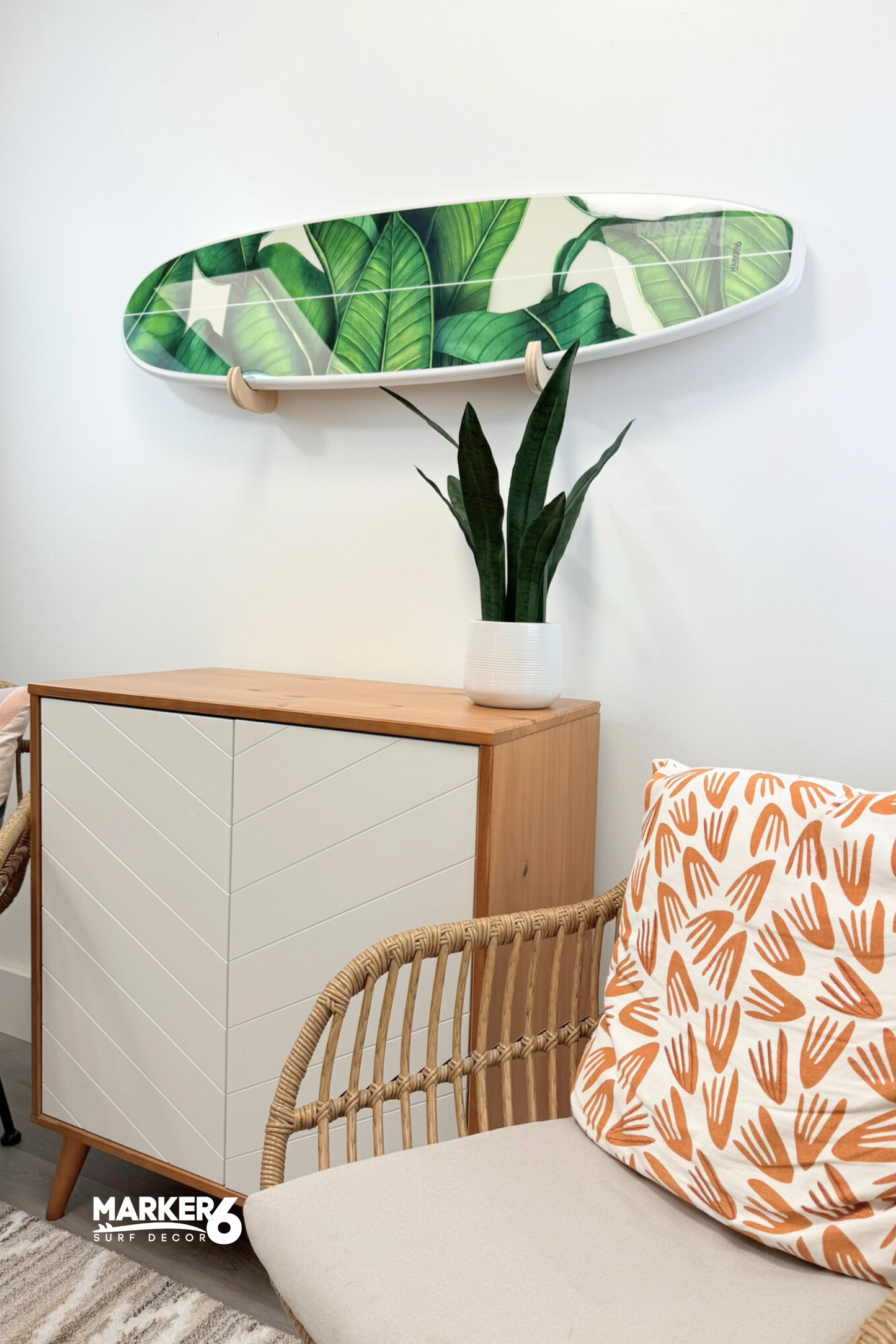 Banana Leaf Surfboard Wall Art Decorative Coastal