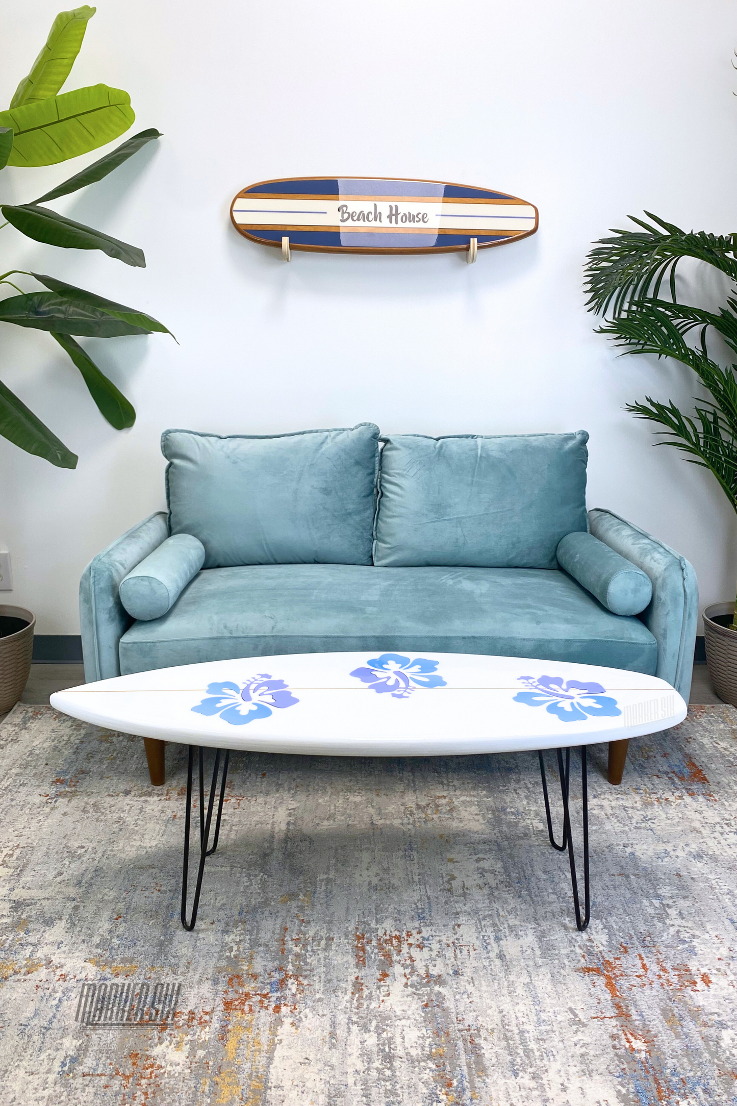 Hibiscus Surfboard Coffee Table 48"