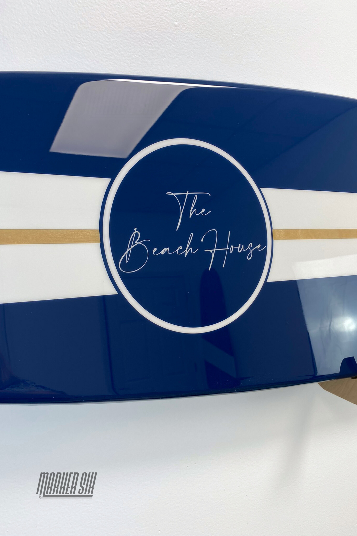 The Hilton Head Striped Surfboard Wall Art