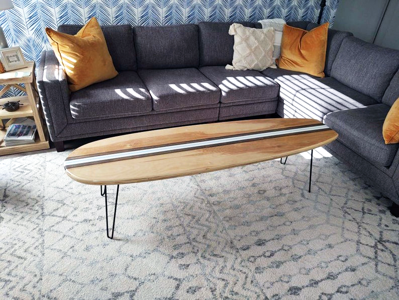 The Birch Blade Wood Modern Surfboard Coffee Table
