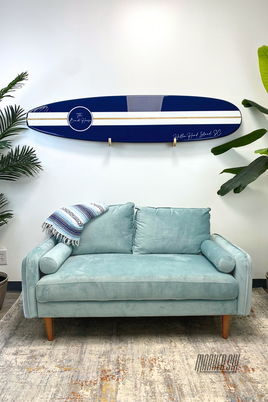 The Hilton Head Striped Surfboard Wall Art