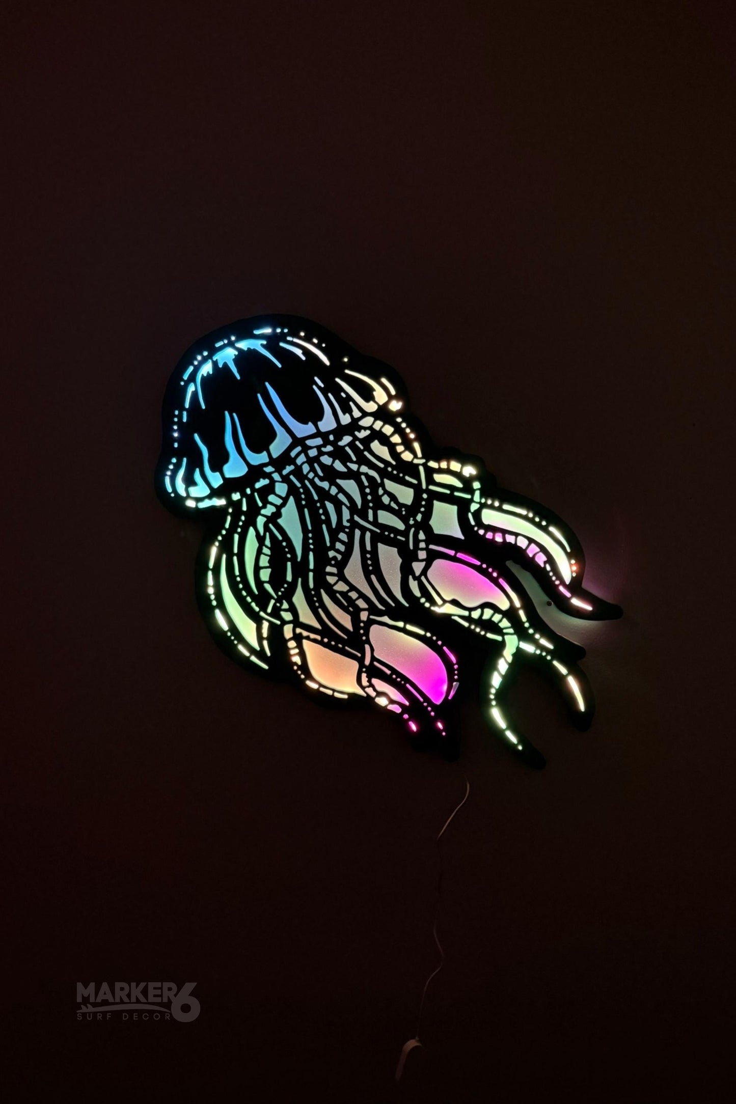 Light Up Jellyfish Wall Art – Color Changing LED Glow Beach Decor