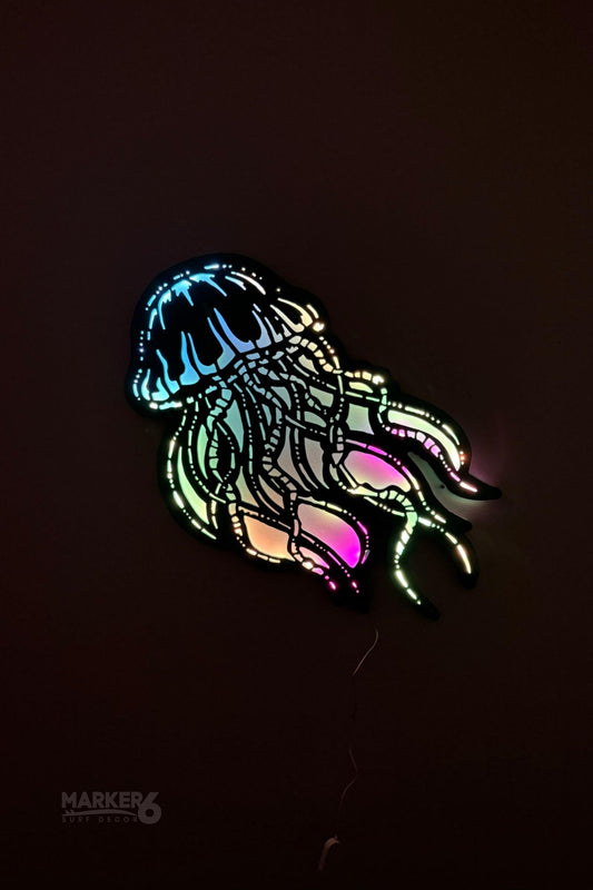 Light Up Jellyfish Wall Art – Color Changing LED Glow Beach Decor
