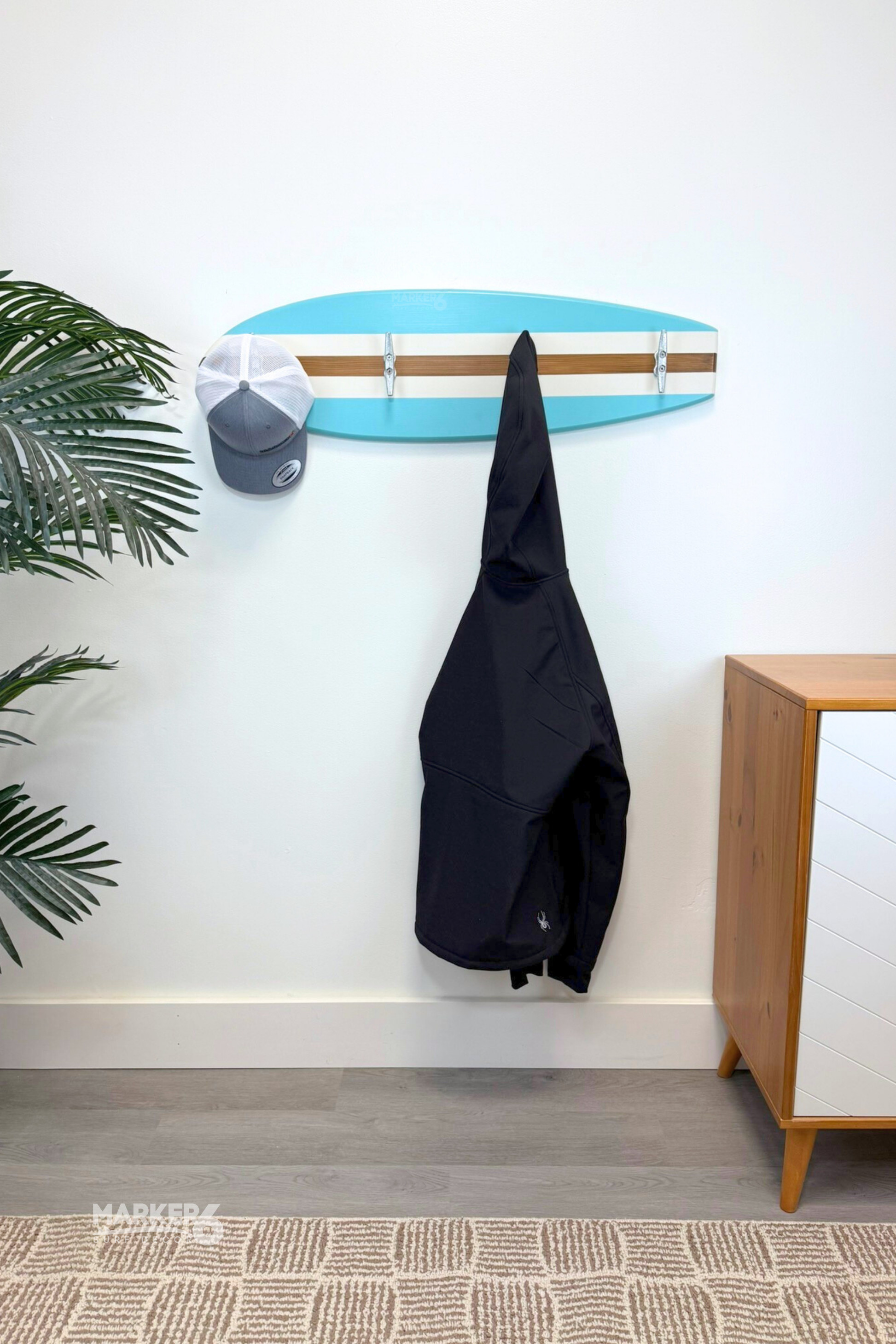 Surfboard Towel Rack – Weatherproof PVC Wall Hooks with Nautical Surfboard Towel Rack – Weatherproof PVC Wall Hooks with Nautical