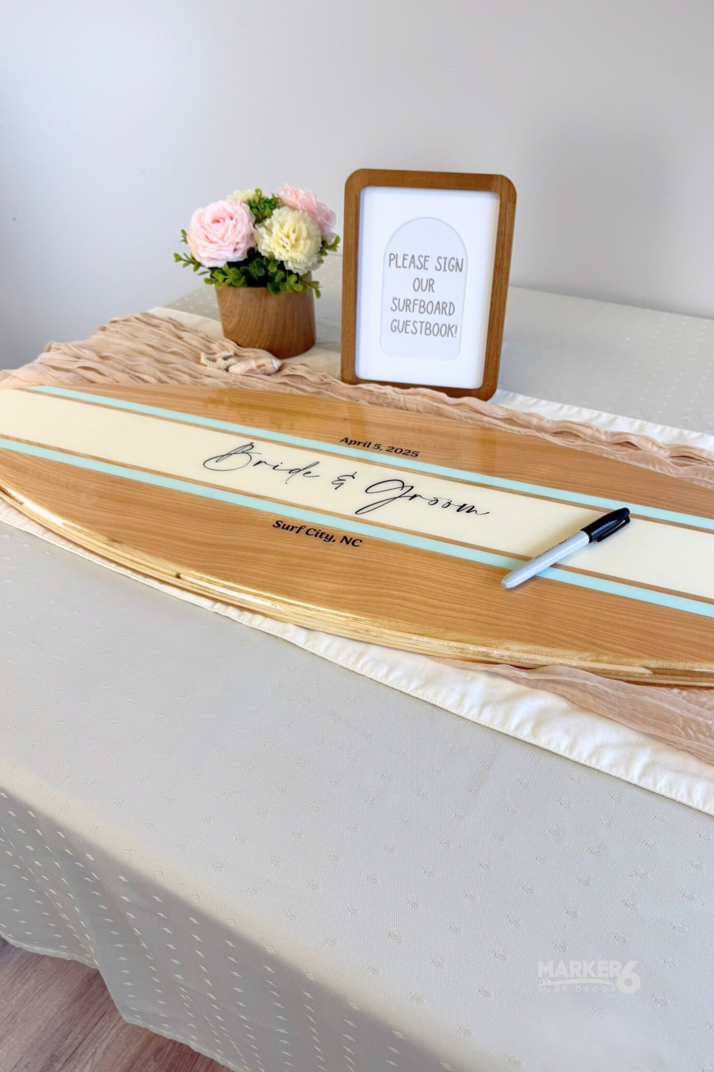 The Seaside Love Wedding Surfboard Sign