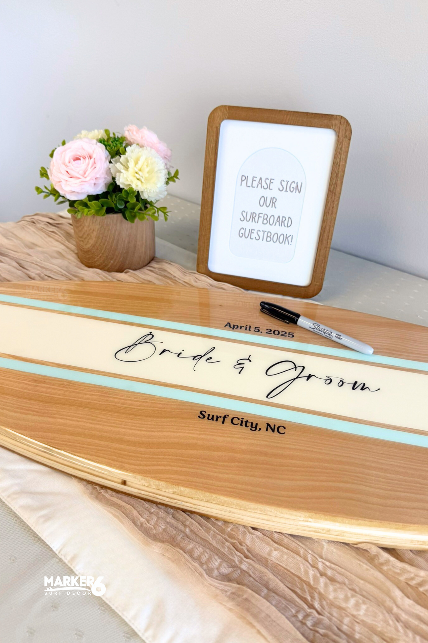 The Seaside Love Wedding Surfboard Sign