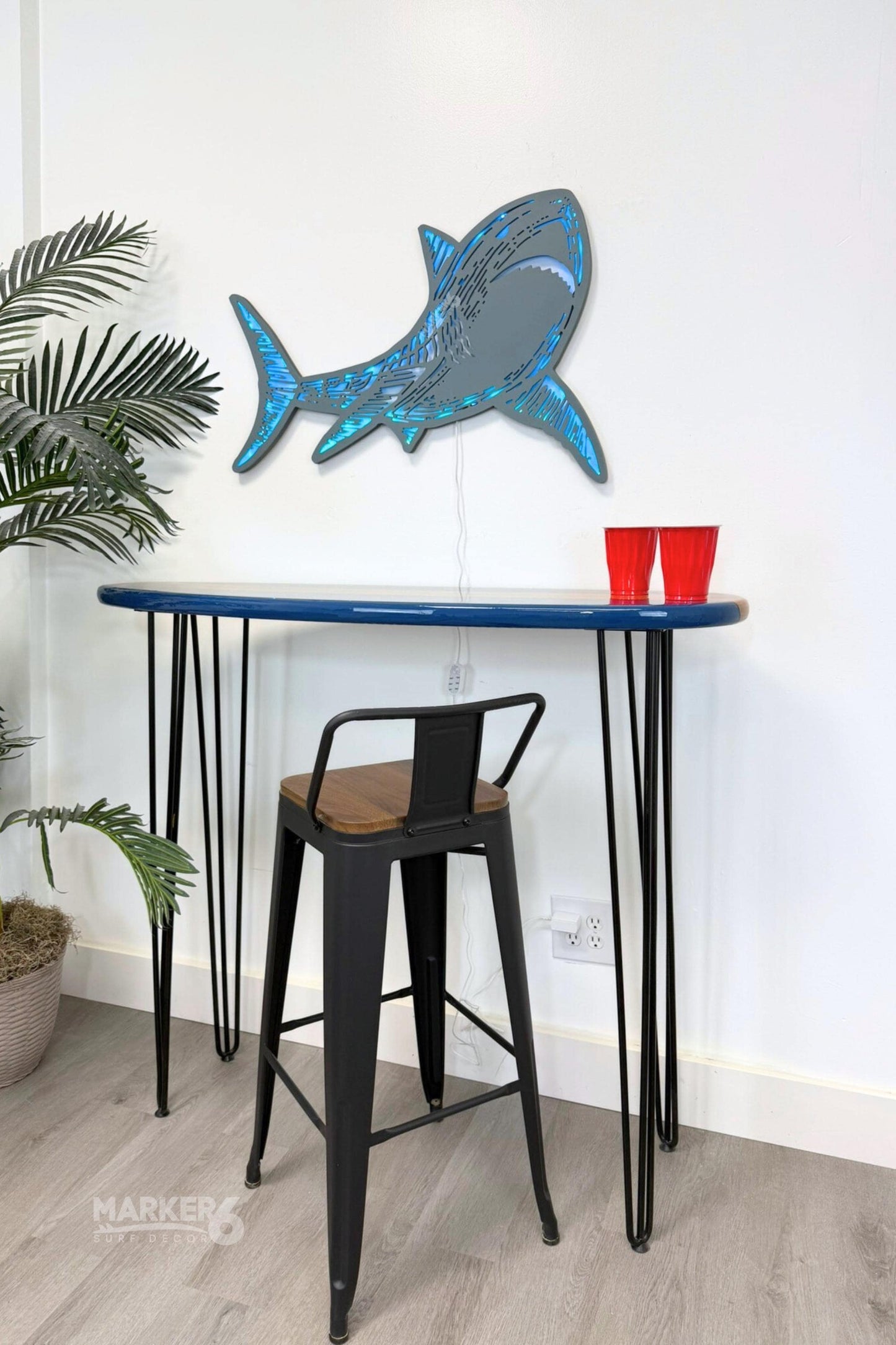 Light Up Shark Wall Art – Color Changing LED Glow Beach Decor