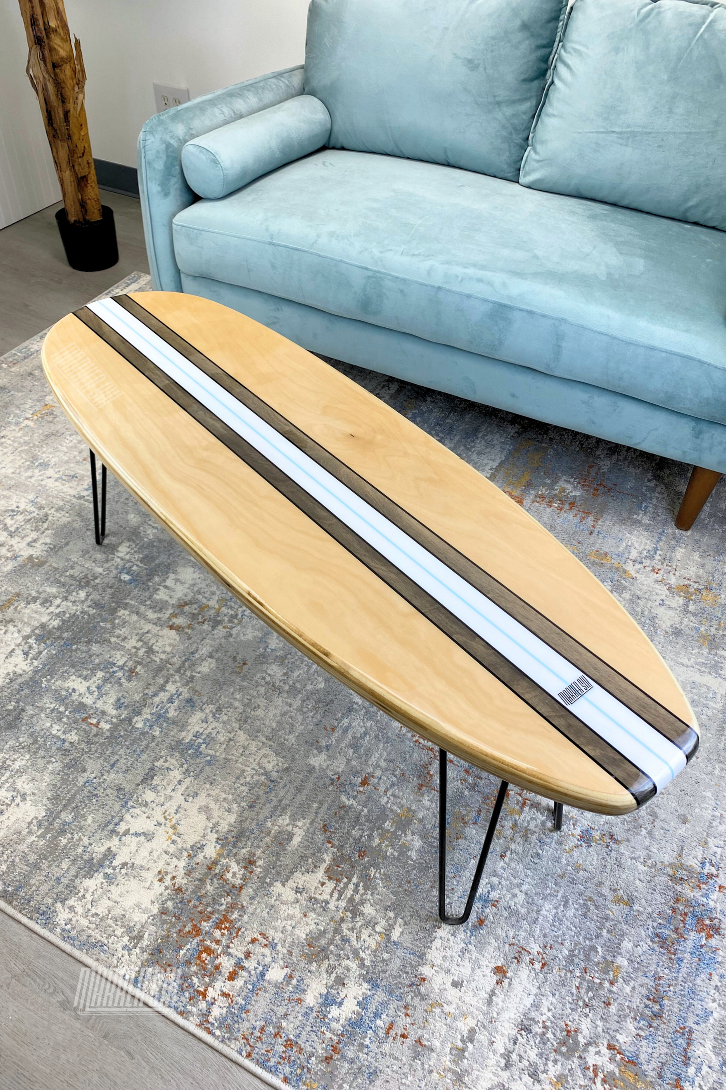 The Birch Blade Wood Modern Surfboard Coffee Table