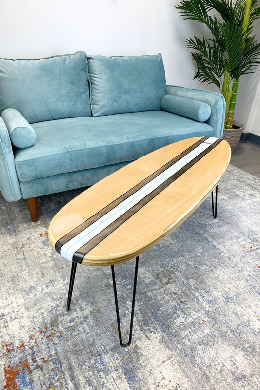 The Birch Blade Wood Modern Surfboard Coffee Table