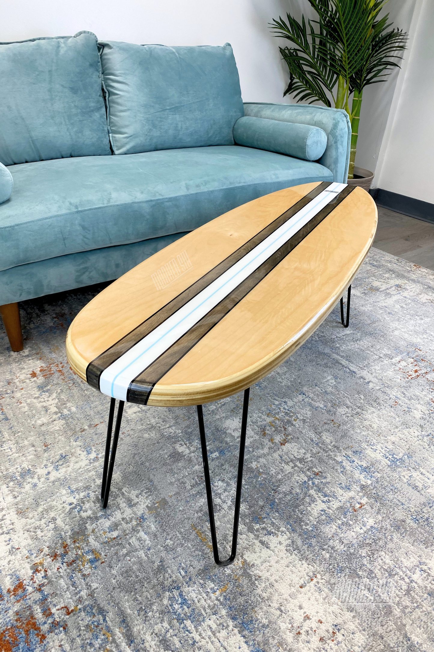 The Birch Blade Wood Modern Surfboard Coffee Table