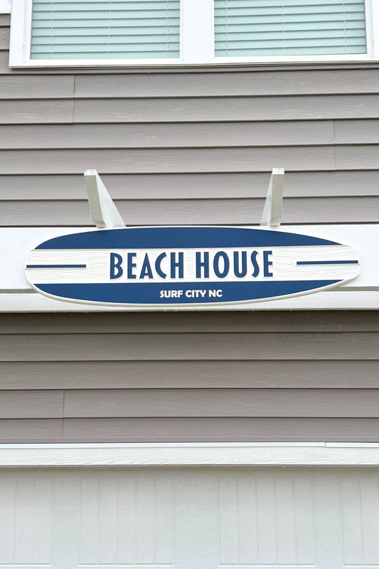 The Seaside Custom Outdoor Longboard Surfboard Beach House Sign