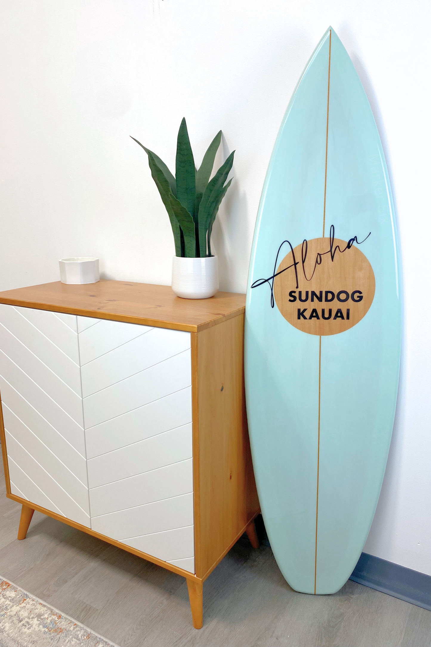 Color Washed Natural Circle Shortboard Surfboard Wall Art