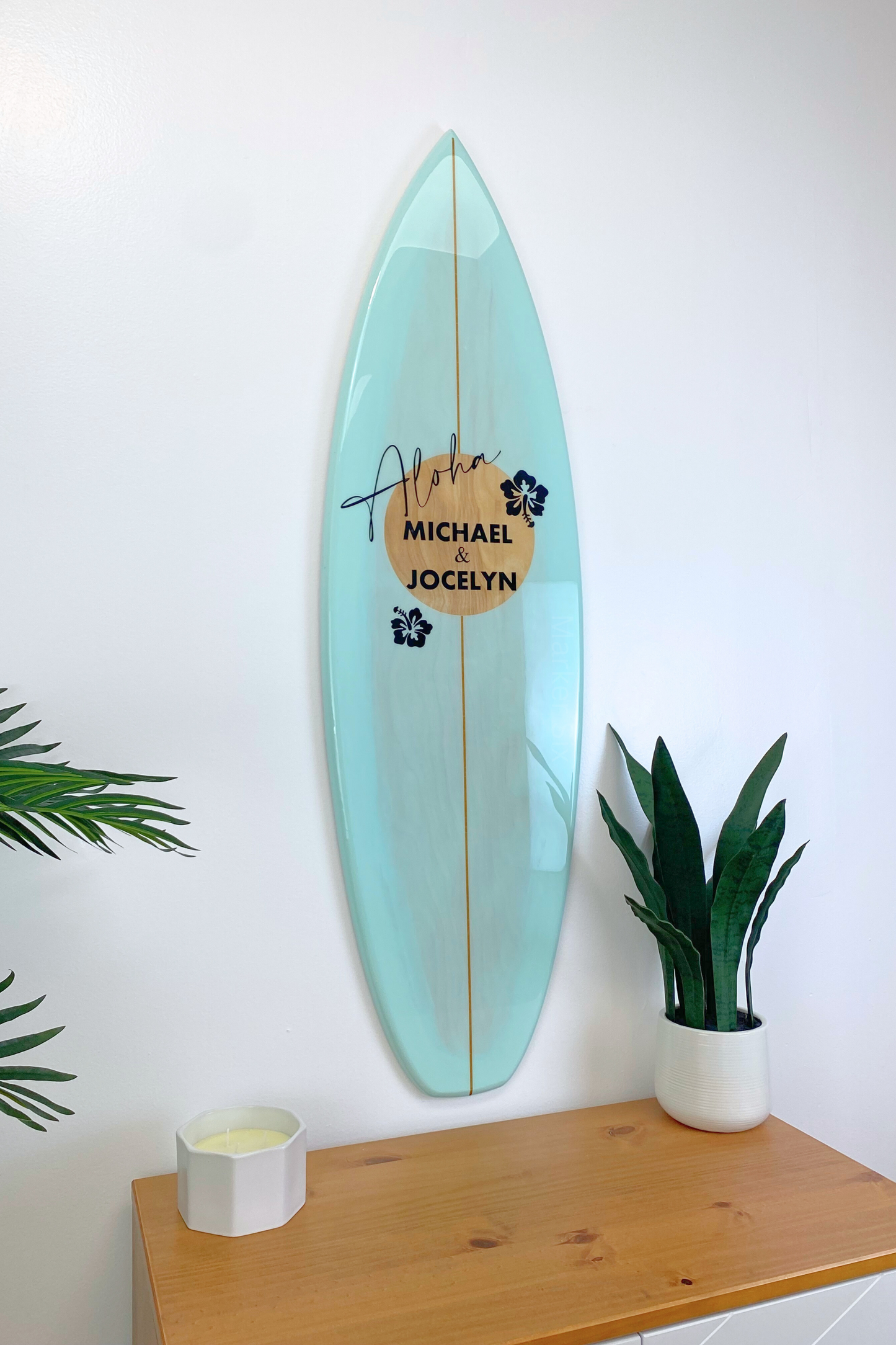 Color Washed Natural Circle Shortboard Surfboard Wall Art