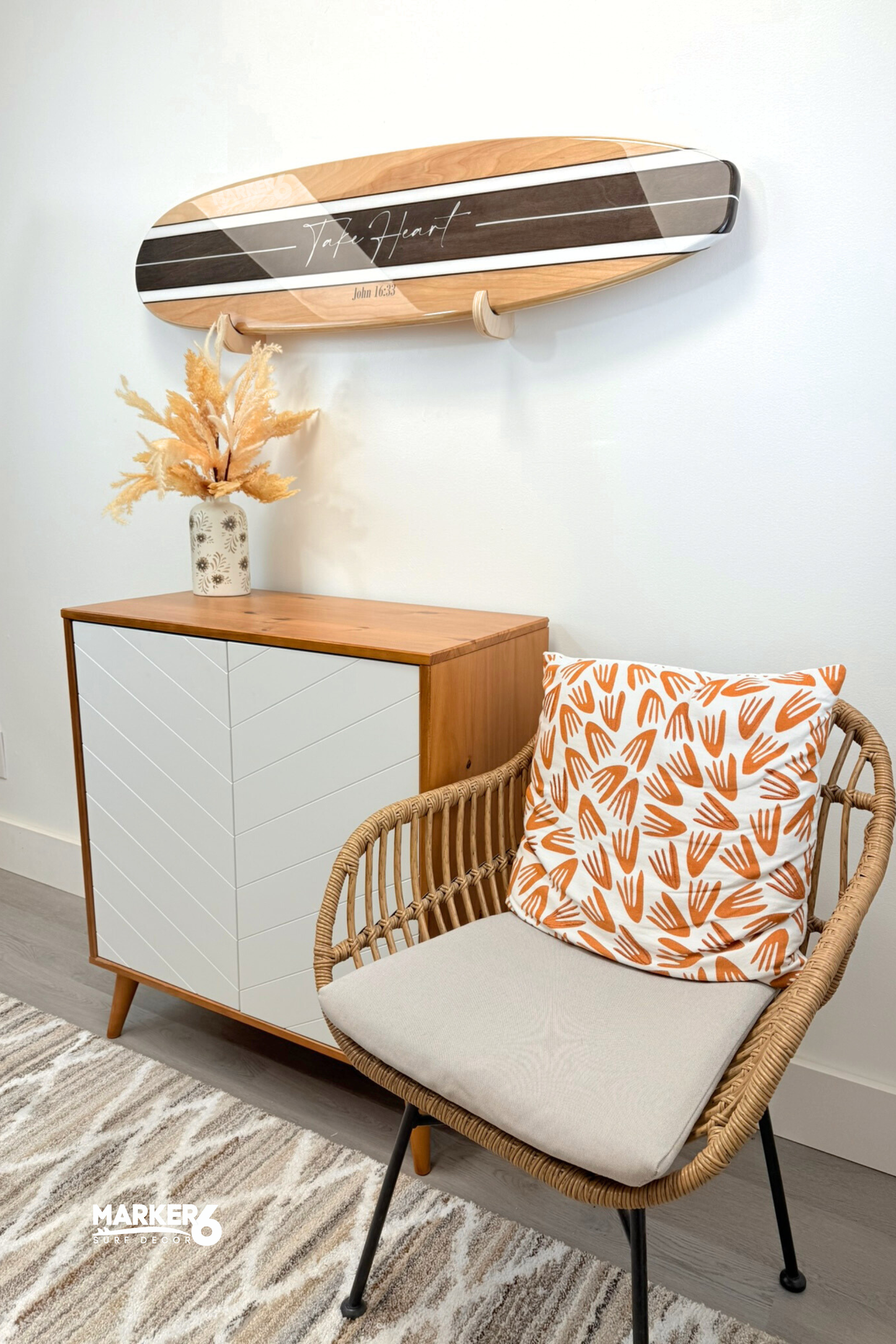 The Calida Cor Wooden Surfboard Art Sign