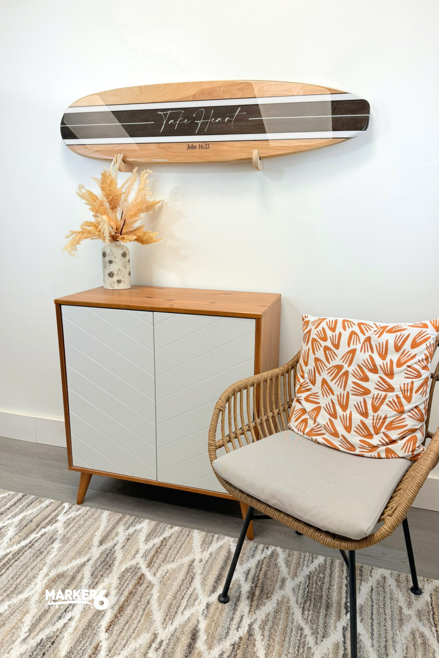 The Calida Cor Wooden Surfboard Art Sign