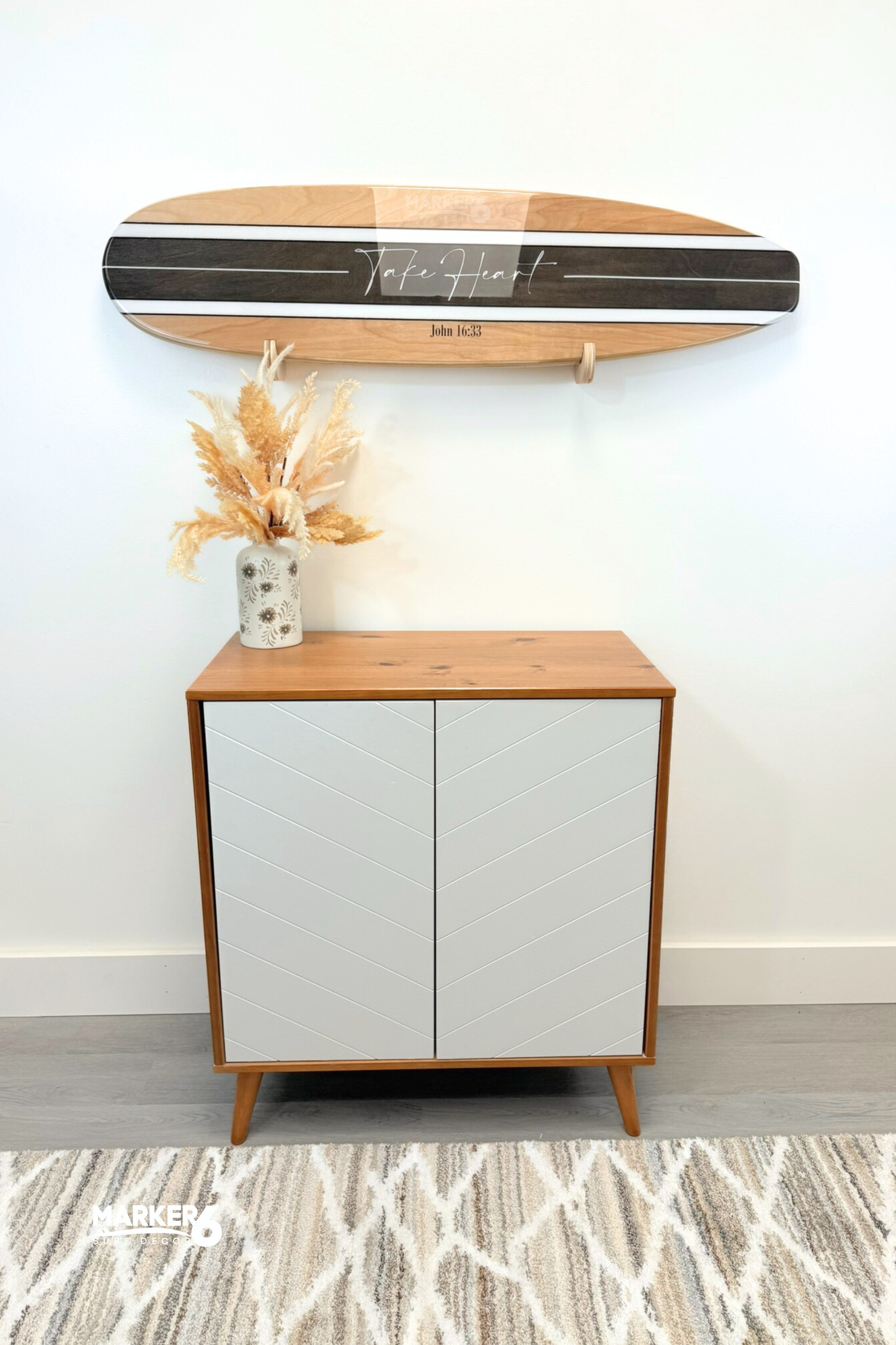 The Calida Cor Wooden Surfboard Art Sign