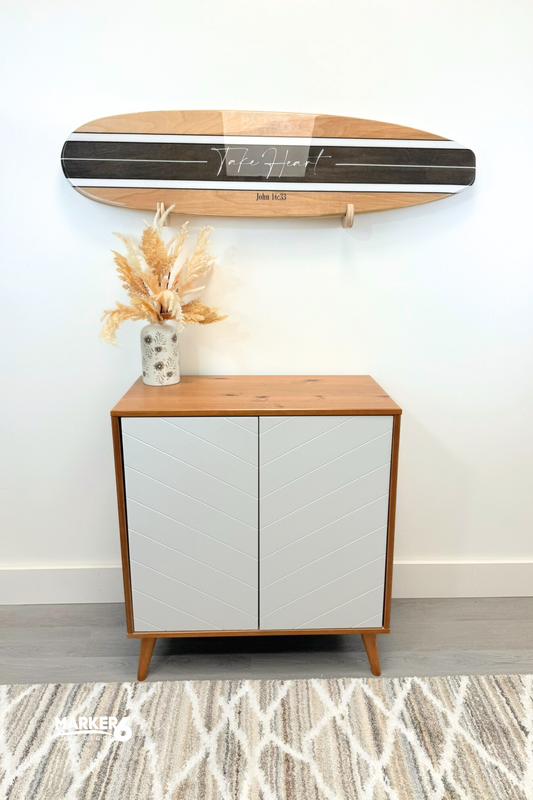 The Calida Cor Wooden Surfboard Art Sign