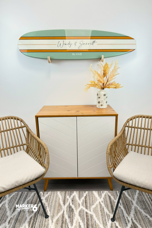 The Classic Personalized Wedding Surfboard Sign