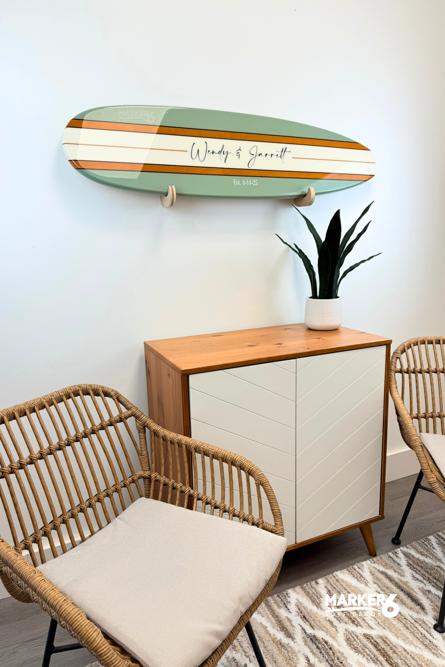 The Classic Personalized Wedding Surfboard Sign