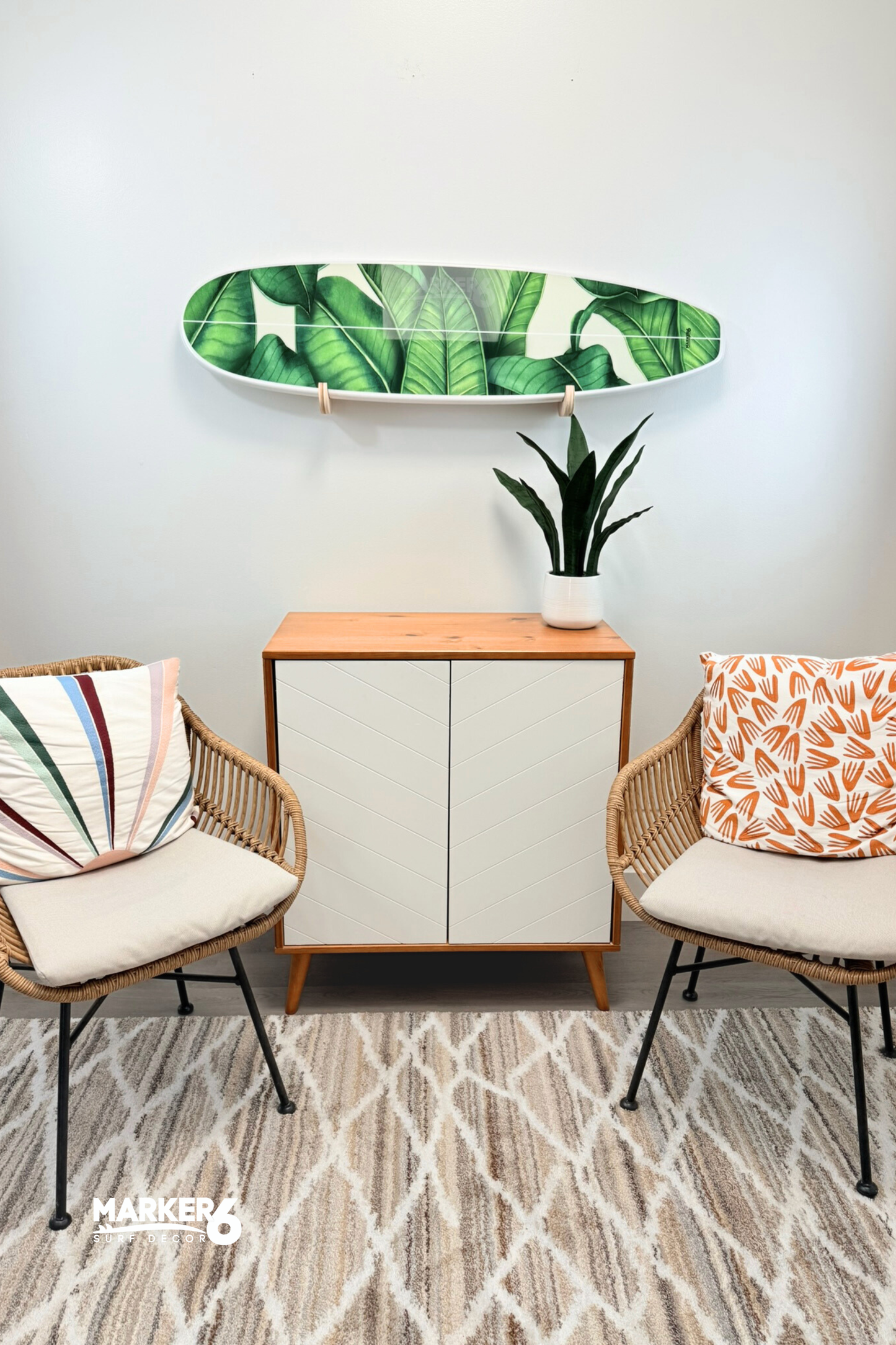 Banana Leaf Surfboard Wall Art Decorative Coastal