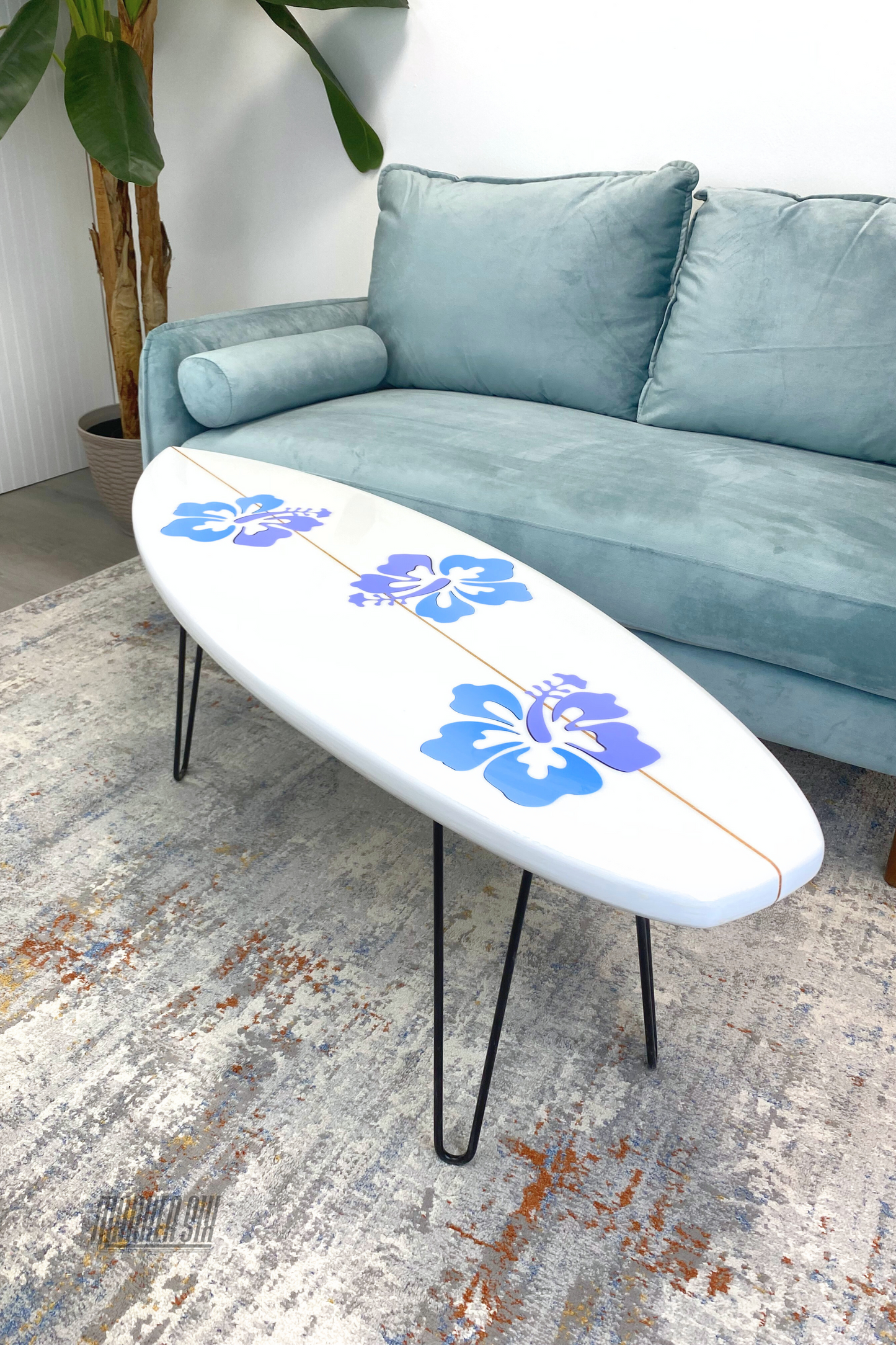 Hibiscus Surfboard Coffee Table 48"
