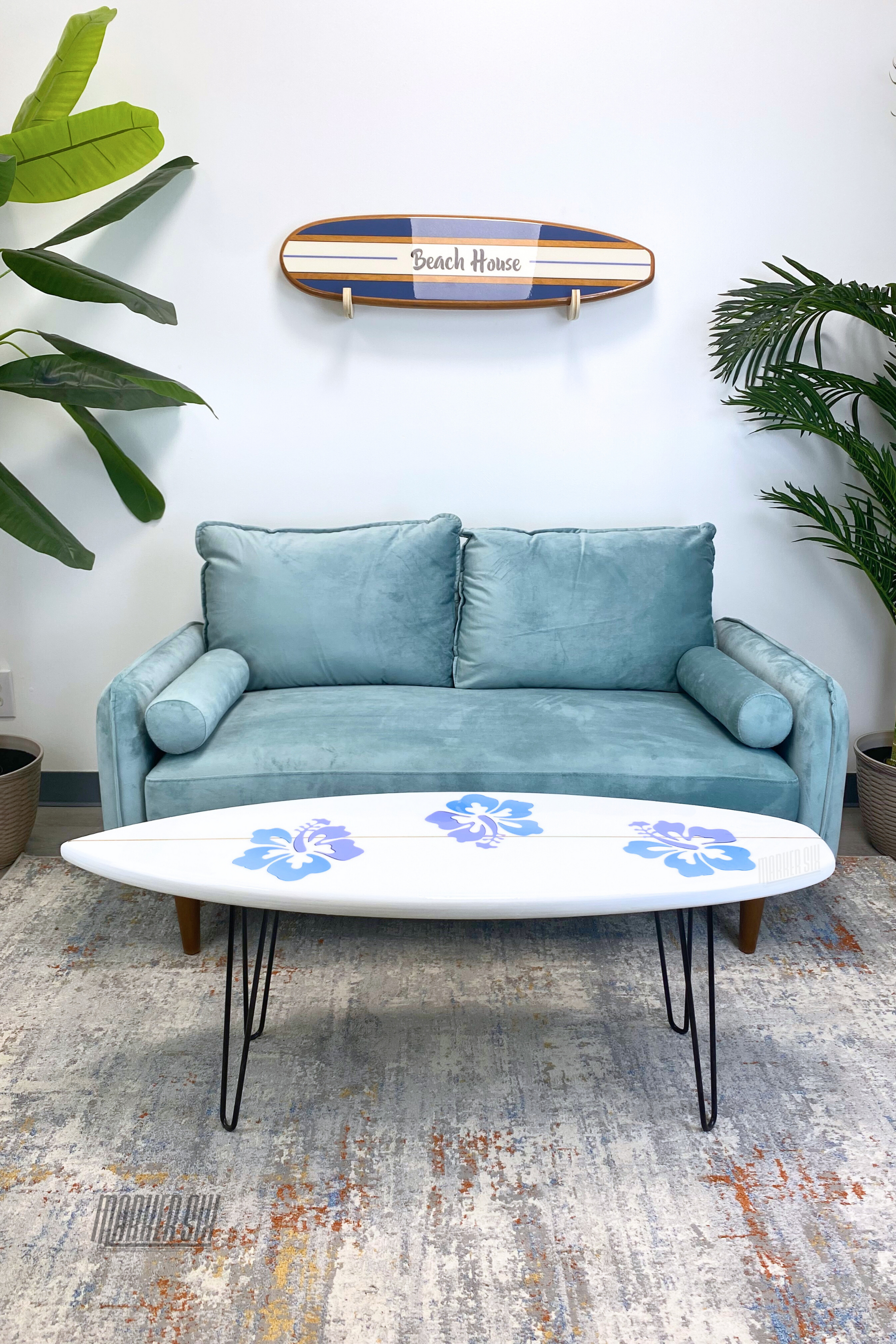 Hibiscus Surfboard Coffee Table 48