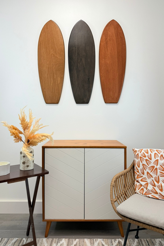 Stained Wood Surfboard Wall Art