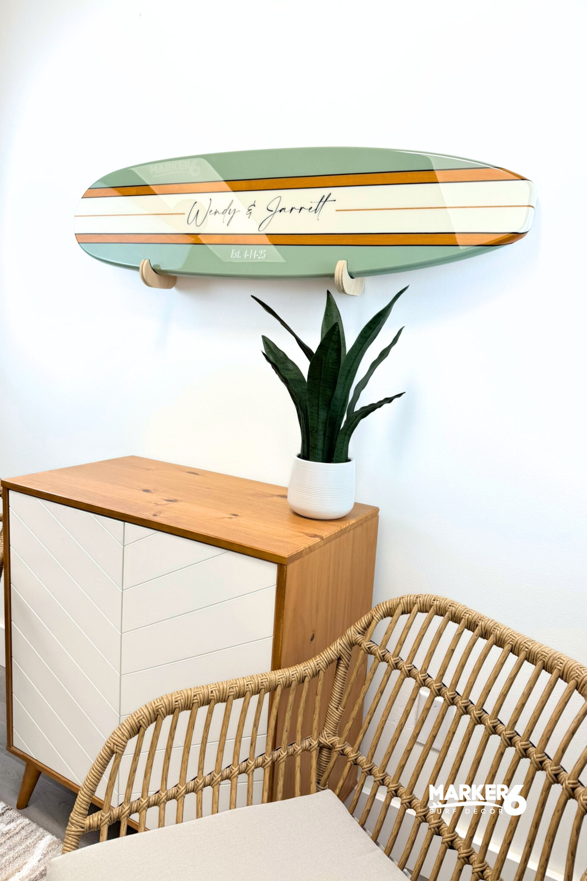The Classic Personalized Wedding Surfboard Sign
