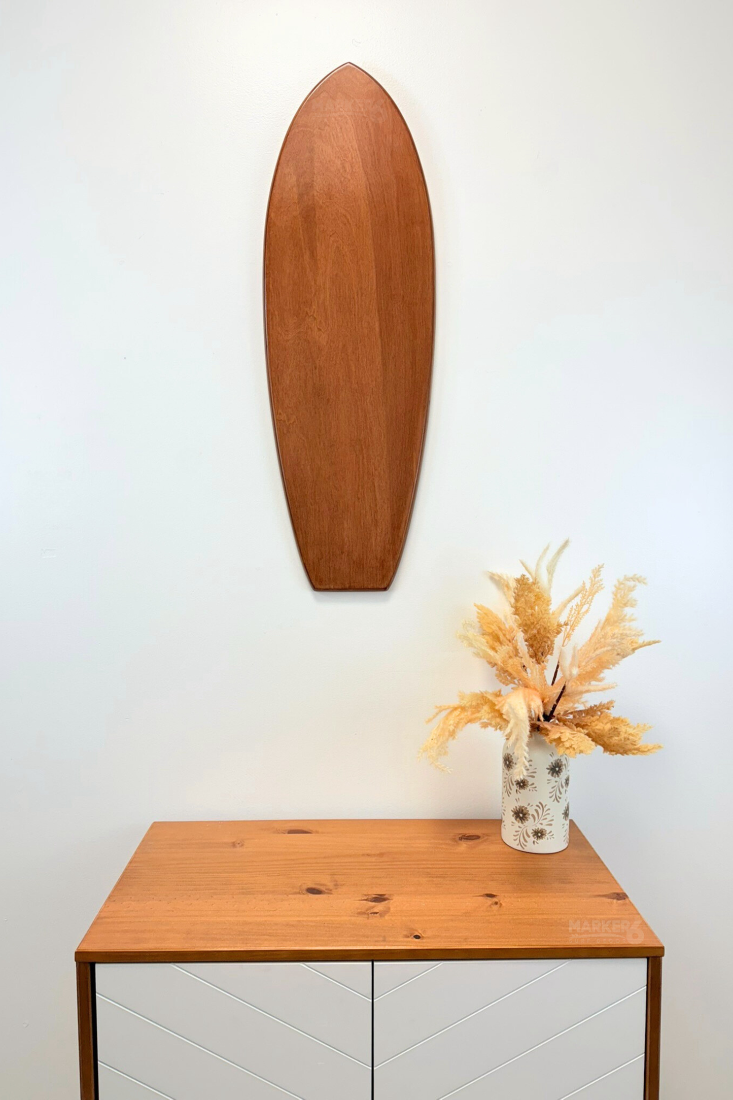 Stained Wood Surfboard Wall Art