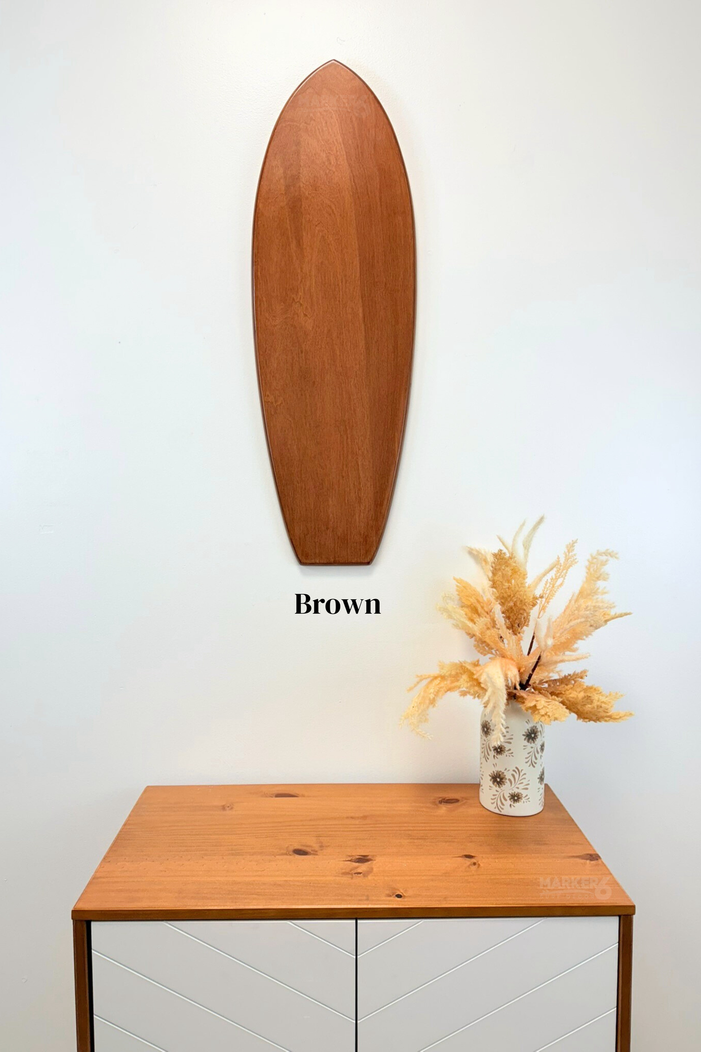 Stained Wood Surfboard Wall Art
