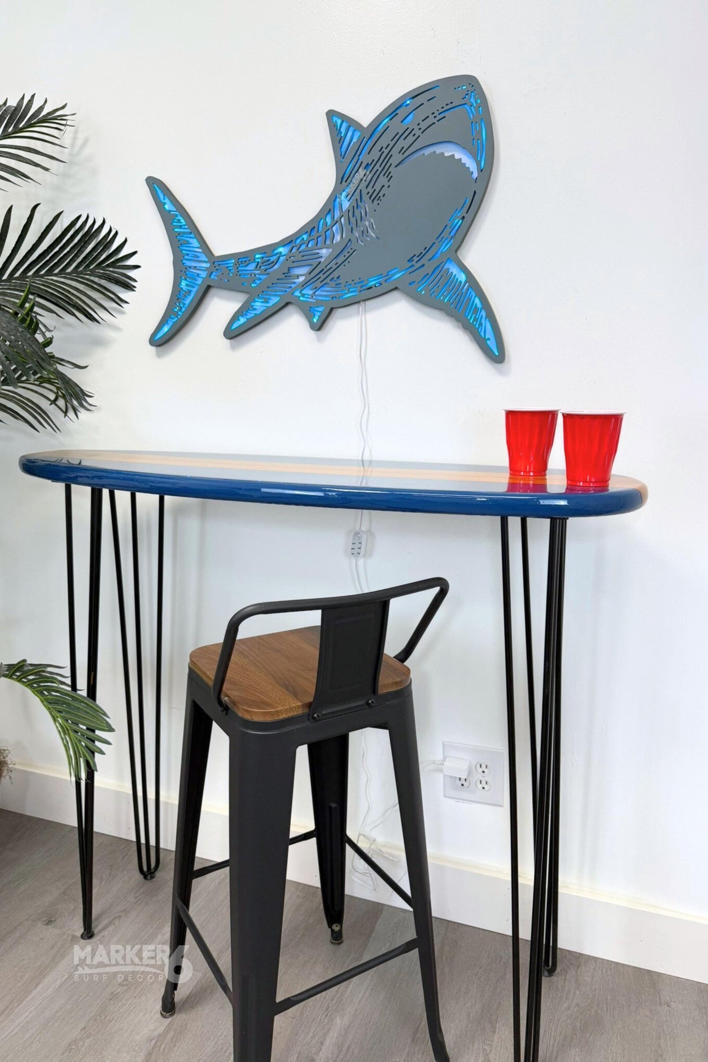 Light Up Shark Wall Art – Color Changing LED Glow Beach Decor