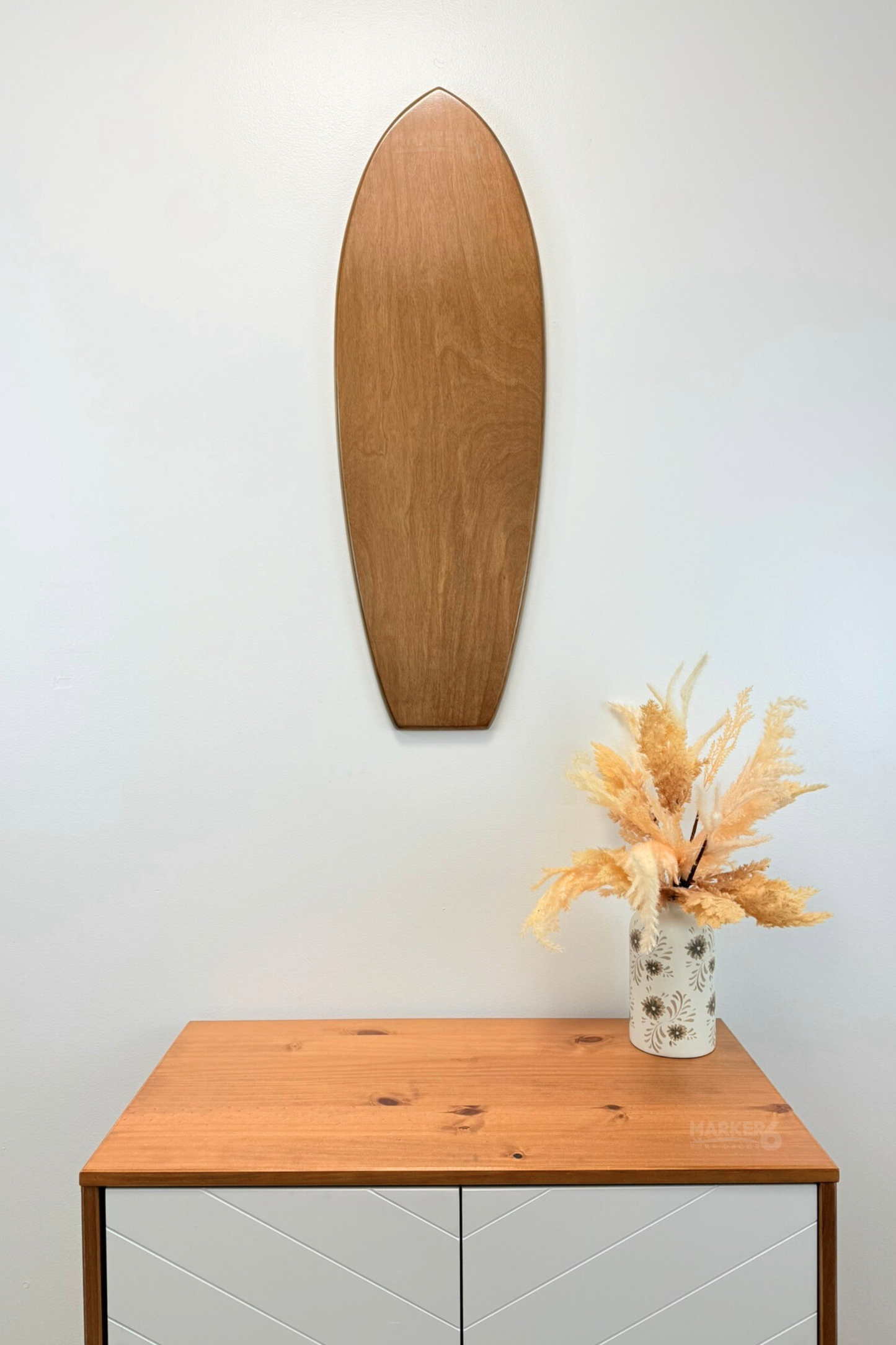 Stained Wood Surfboard Wall Art