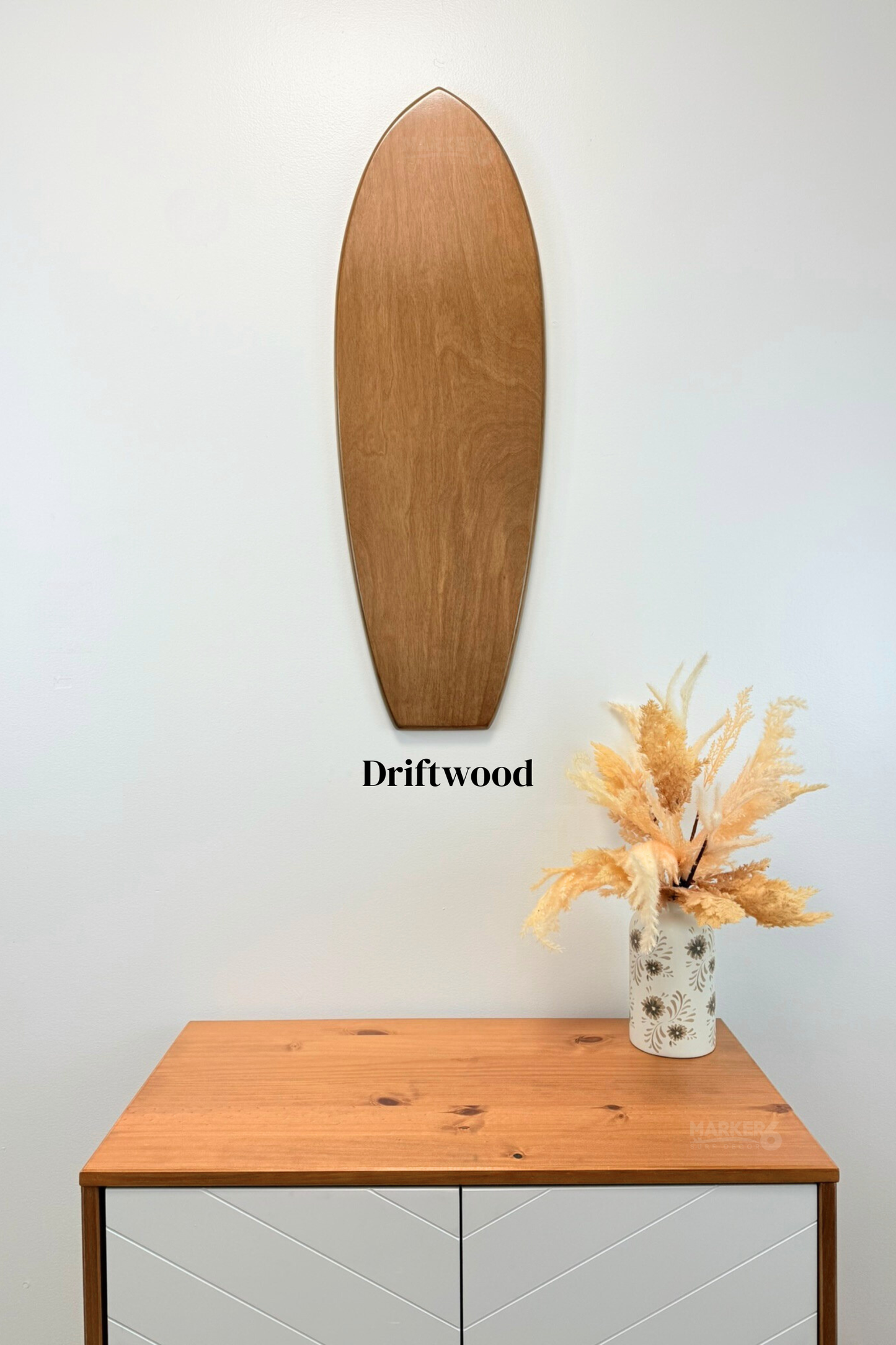 Stained Wood Surfboard Wall Art