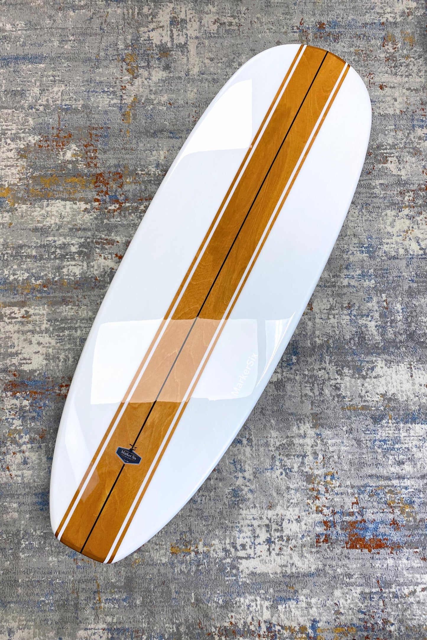 White and Wood Grain Surfboard Coffee Table