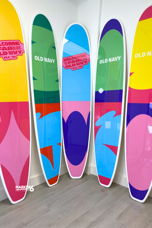 Custom Wrapped Longboard Surfboard for Branding