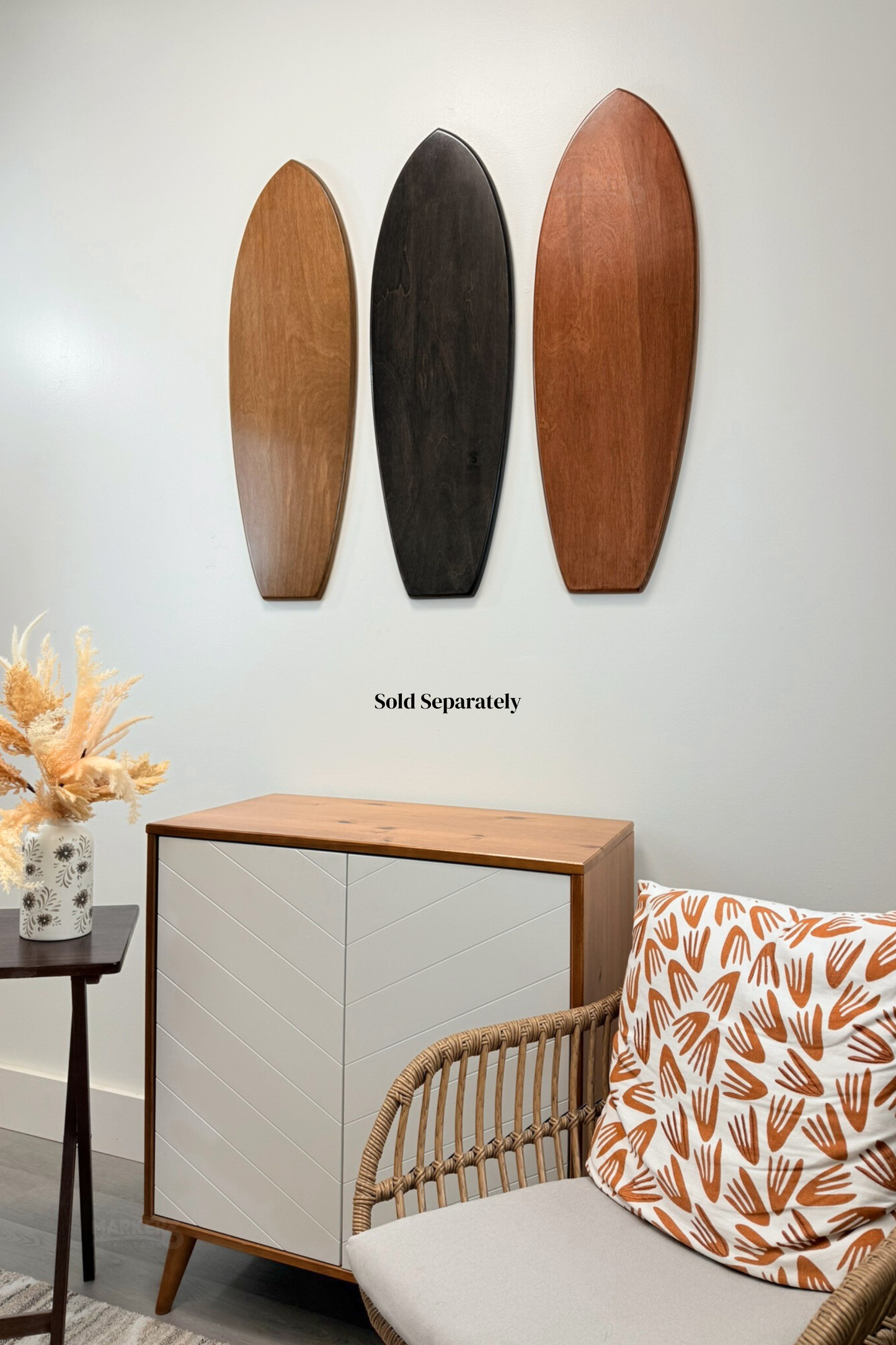 Stained Wood Surfboard Wall Art