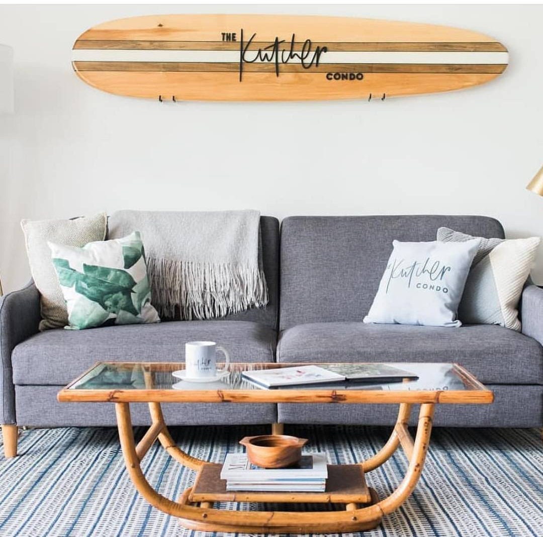 Personalized Natural Wooden Surfboard Wall Decor Art