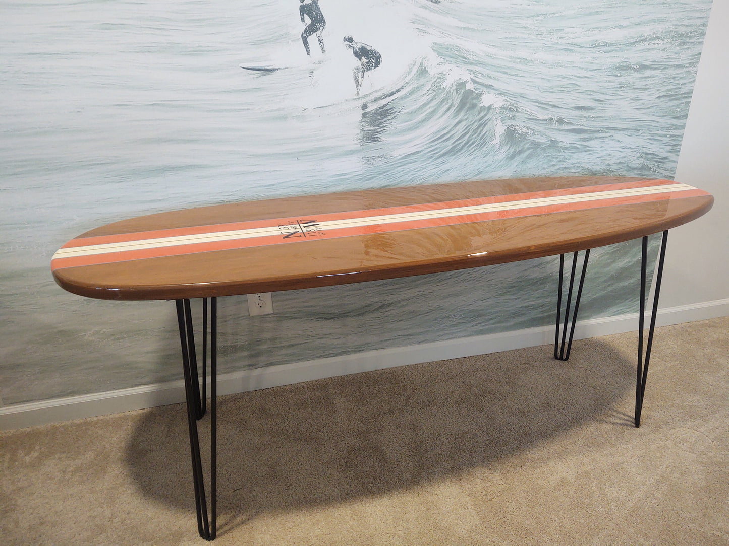 Custom Coordinates Surfboard Desk